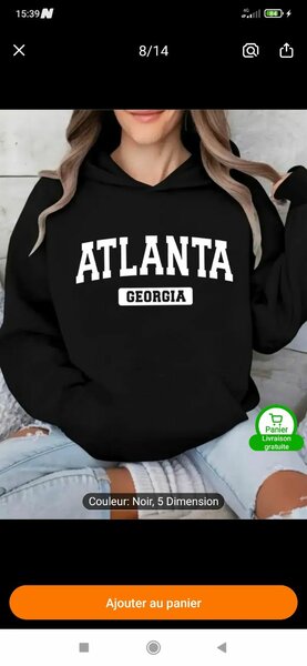 Sweat à Capuche Atlanta Noir