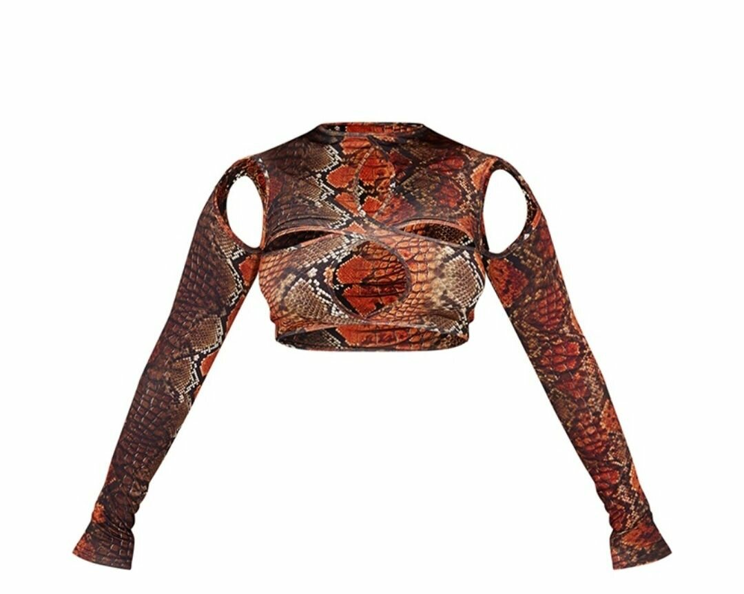 Ladies Cut Out Long Sleeve Crop Top