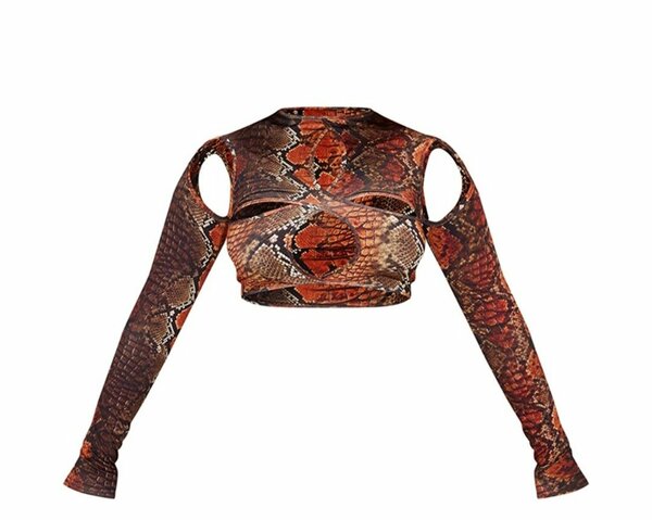 Ladies Cut Out Long Sleeve Crop Top