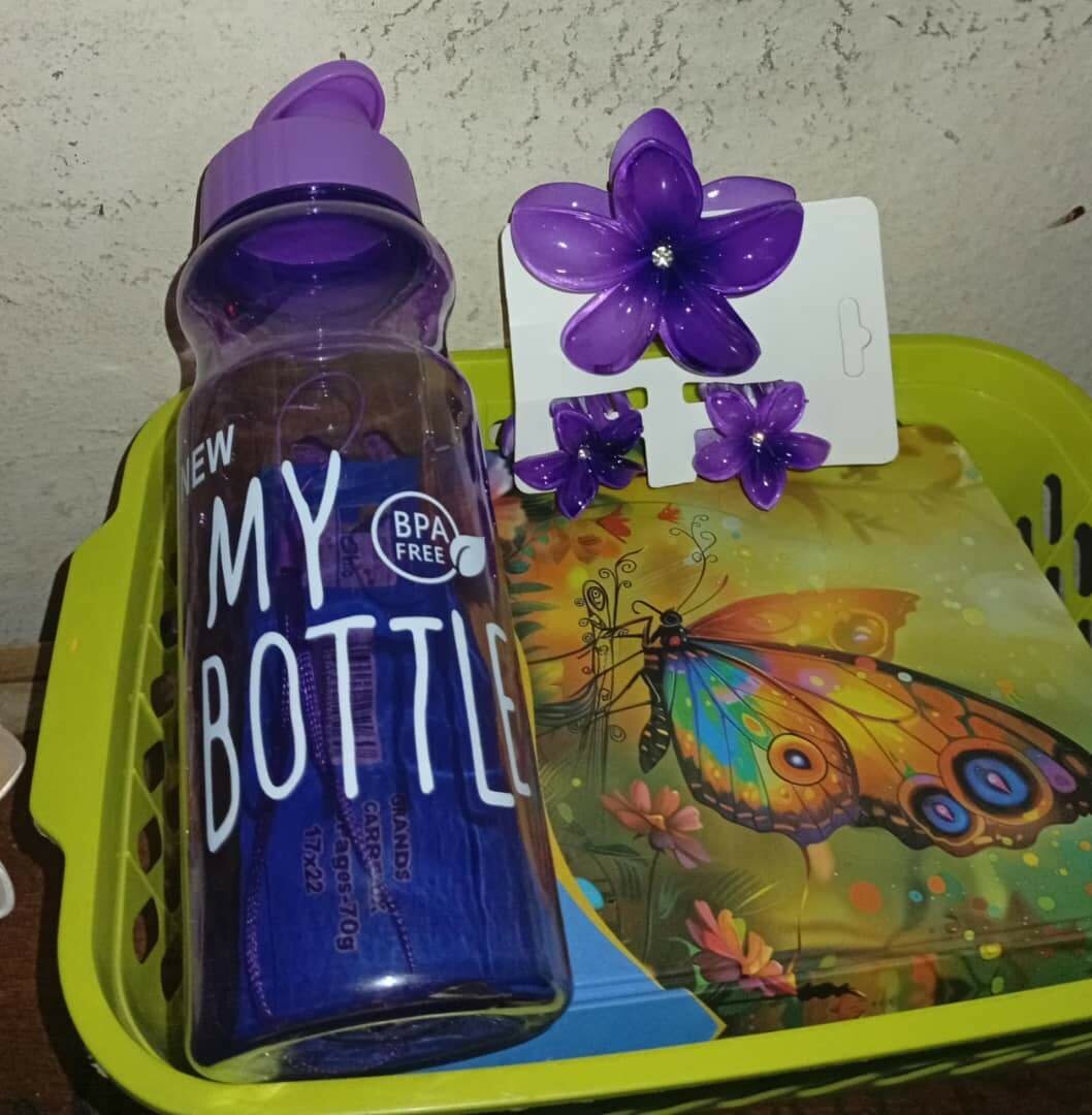 Bouteille et pince colorée