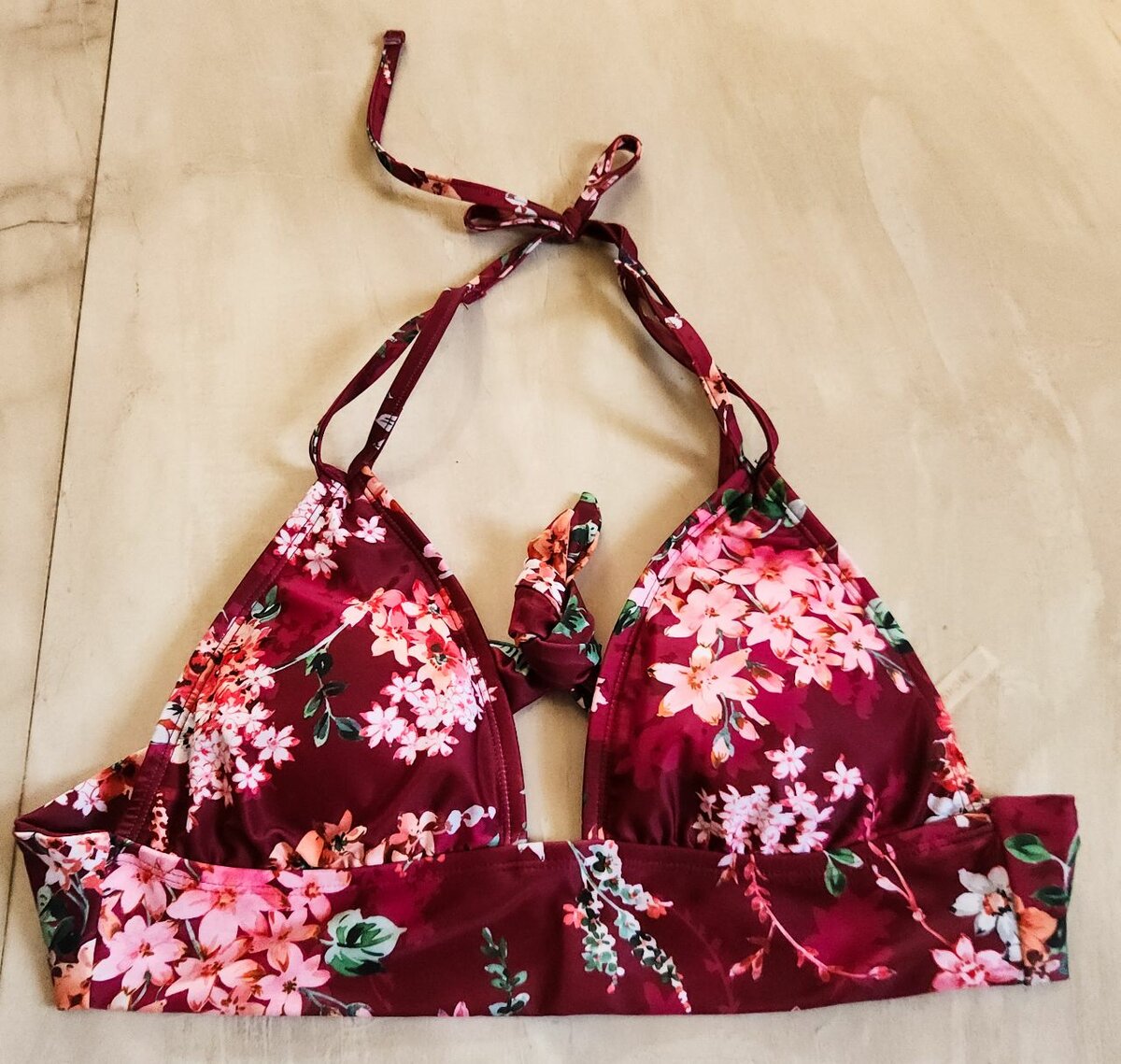 Shade & Shore Womens Plum Floral Tie Back Swimwear