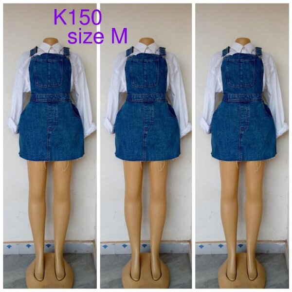 Denim overalls, short, size M