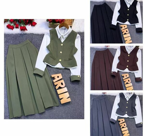 Ensemble élégant jupe et gilet