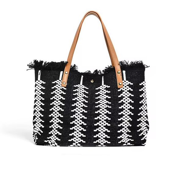 Sac cabas en paille tissée