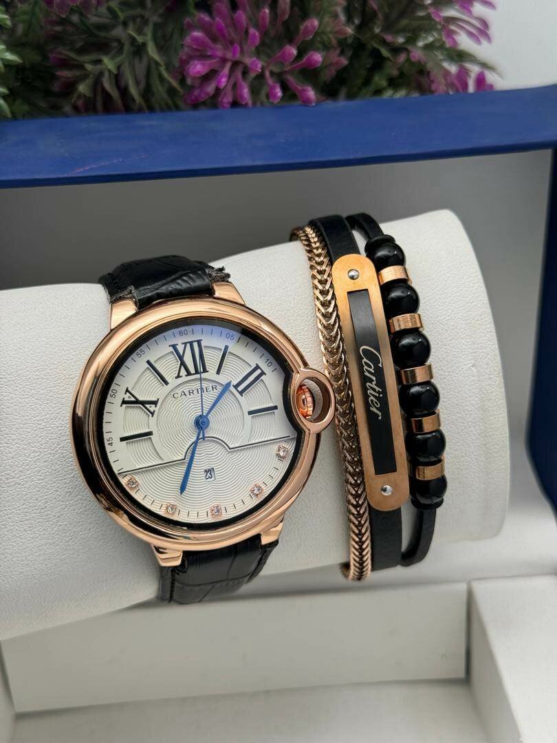 Cartier leather watch and bracelet