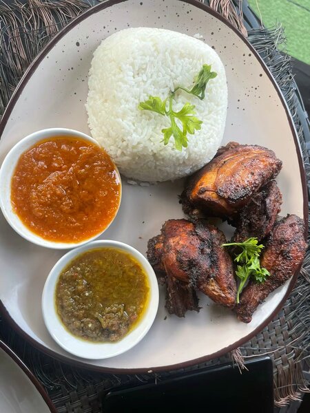 Poulet grillé avec riz