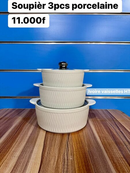 Ensemble Soupieres Porcelaine 3pcs