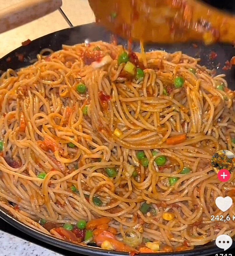 Spaghetti aux légumes frais