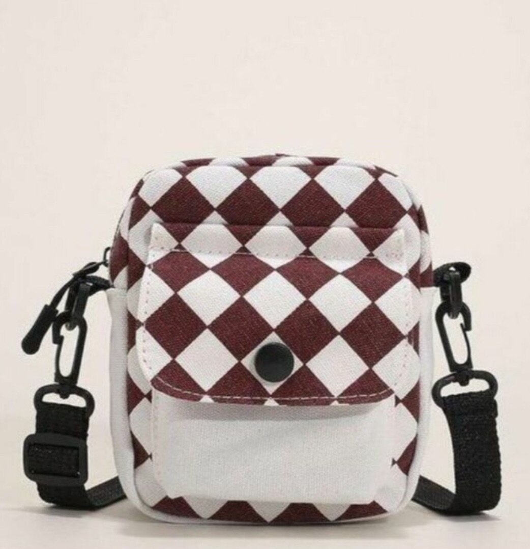 Petit sac à bandoulière motif damier