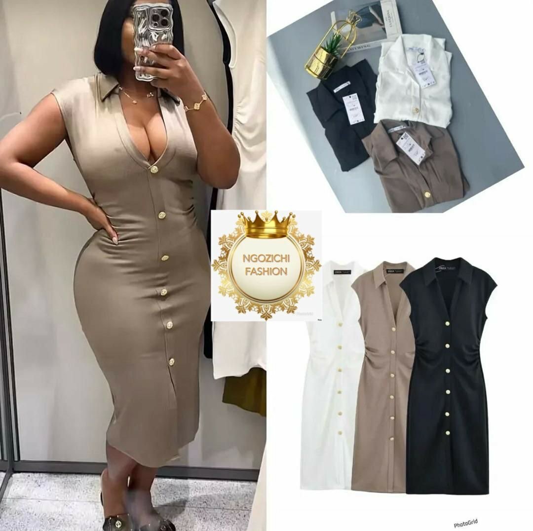 Robe Crayon Boutonnée Élégante