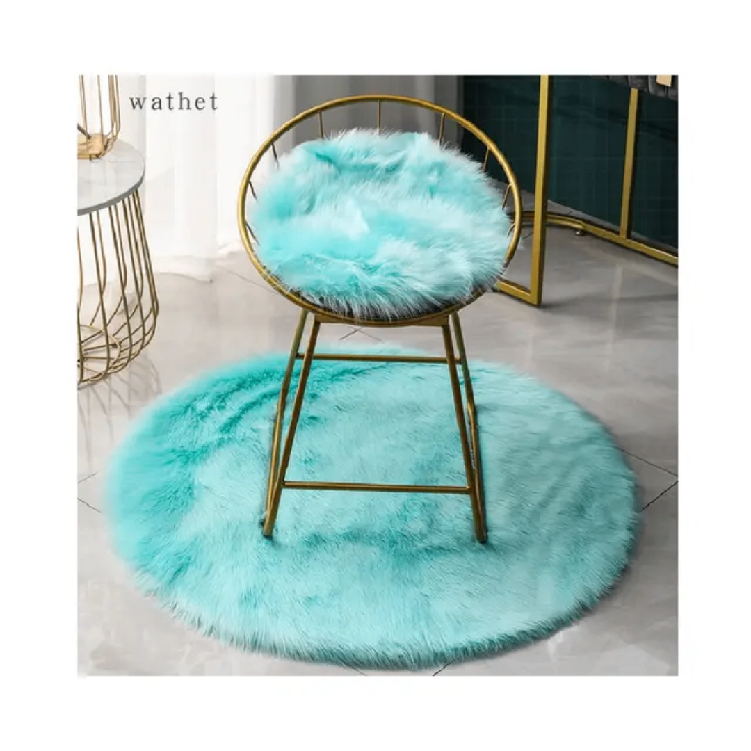 Tapis rond en fausse fourrure douce