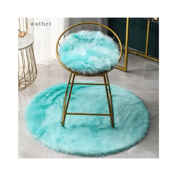 Tapis rond en fausse fourrure douce