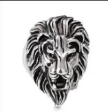 Pack Of 2 Black & Silver Lion Head Ring with Free Spinner Chain Thumb Ring For Boys