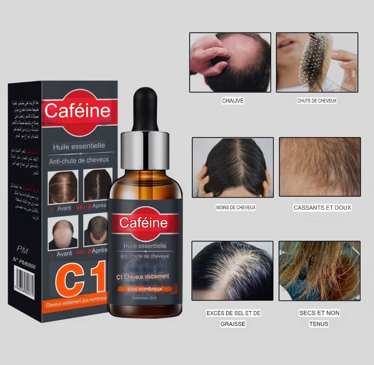 Huile pour la pousse de cheveu