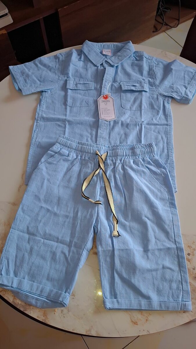 Shorts et Chemise Enfant Bleu