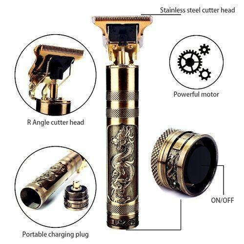 Dragon Monster Rechargeable Metal Hair Clipper - Gold