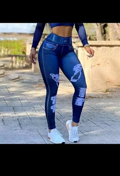 Legging en Jean Effet Usé