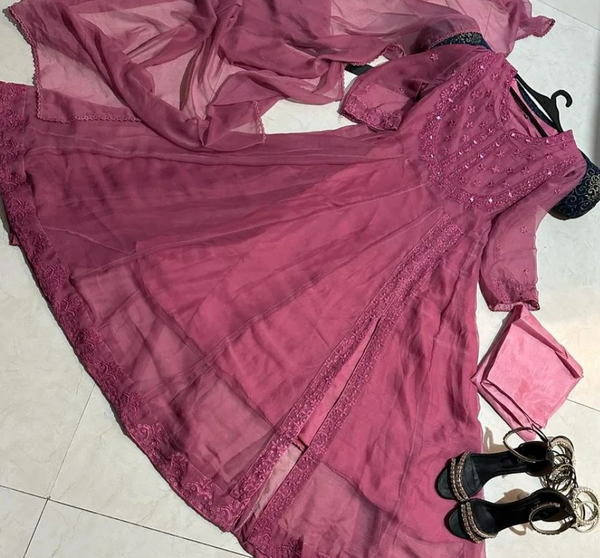 *MIRROR EMBROIDERY CHIFFON MAXI