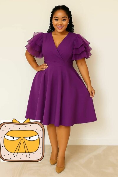 Robe élégante à manches volantées