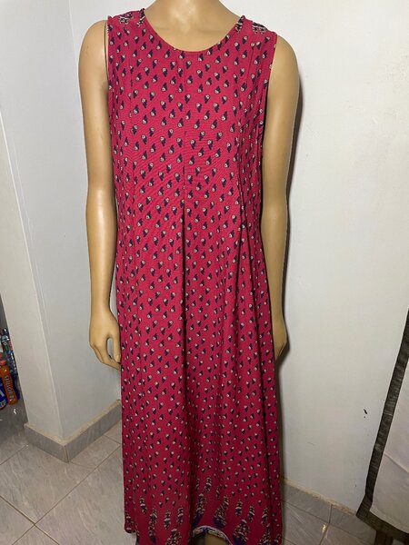 Red patterned, large dress