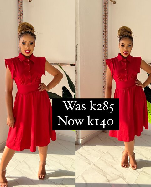 Red Knee Length Women's Dress