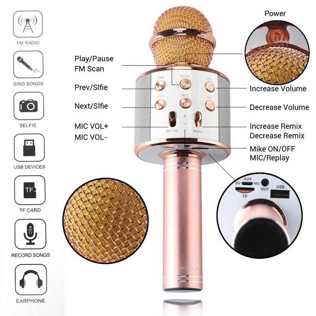 WS858 Bluetooth Wireless Microphone - Karaoke, Parties