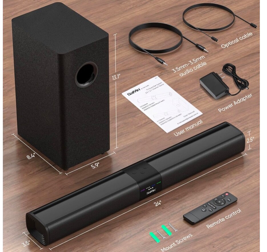 Saiyin Sound Bar for Smart TV with 5.25 Inch Subwoofer, 100W