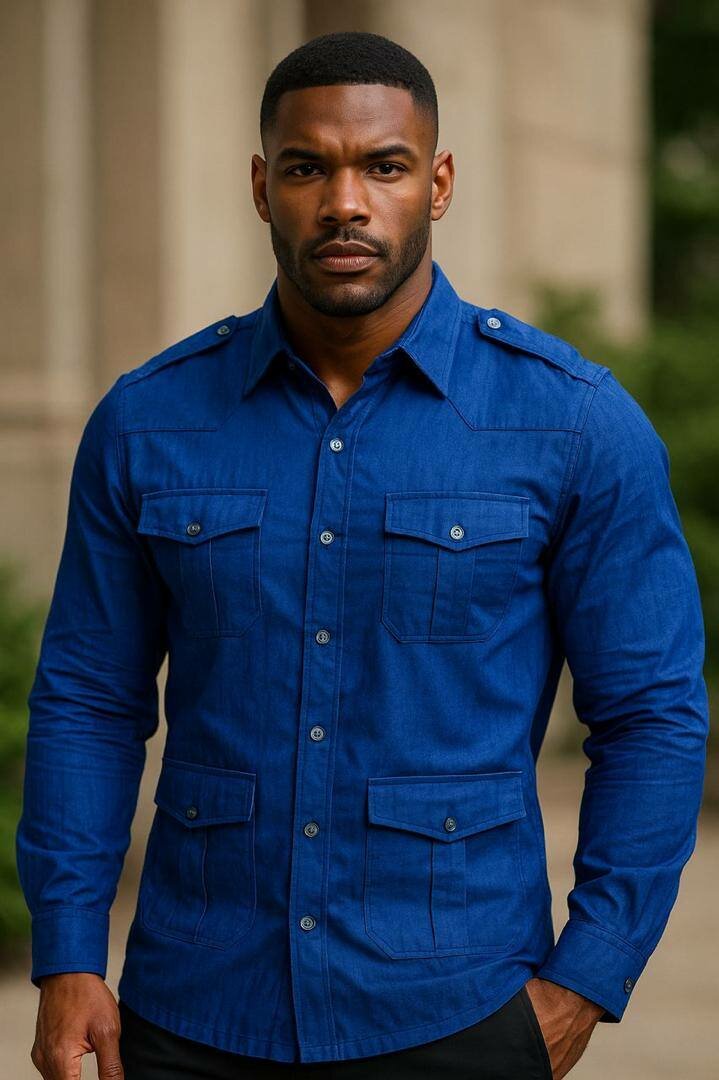 Chemise à poches colorées