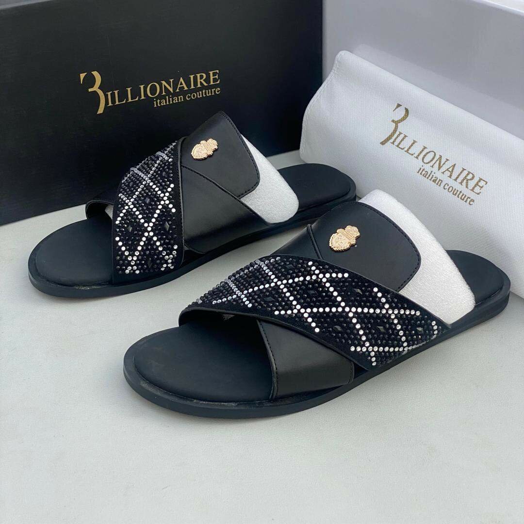 Men quality leather slippers