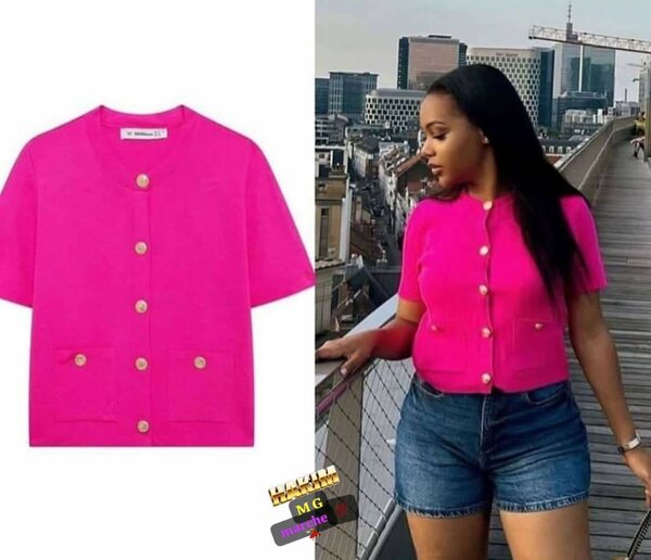 Cardigan rose à manches courtes