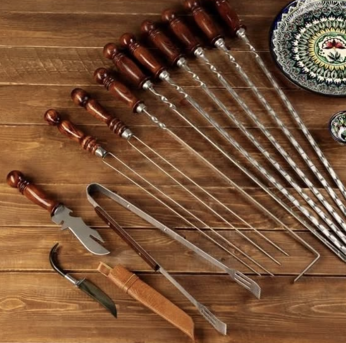 Набор узбекских шампуров 50см, + аксессуары, "Шархон" 14 предм.