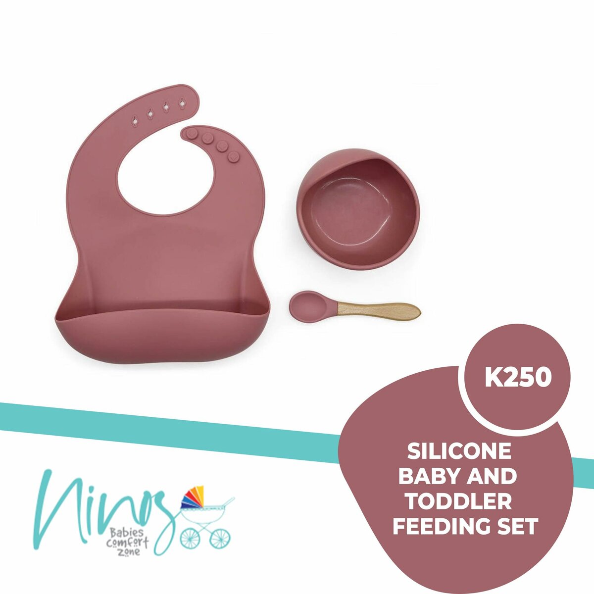 Silicone baby and toddler feeding set