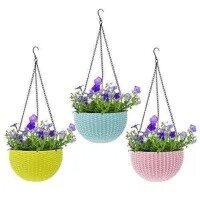 Beautiful Plastic Hanging Planter Flower Pot Hanging Chain Planter- Pink