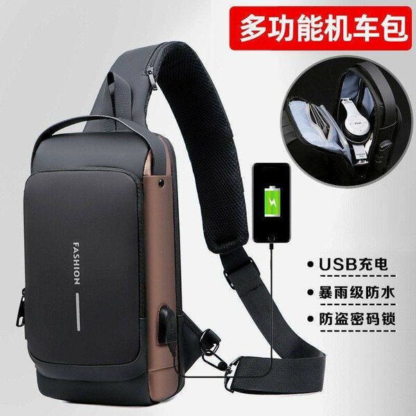 Waterproof anti-theft USB port side bag