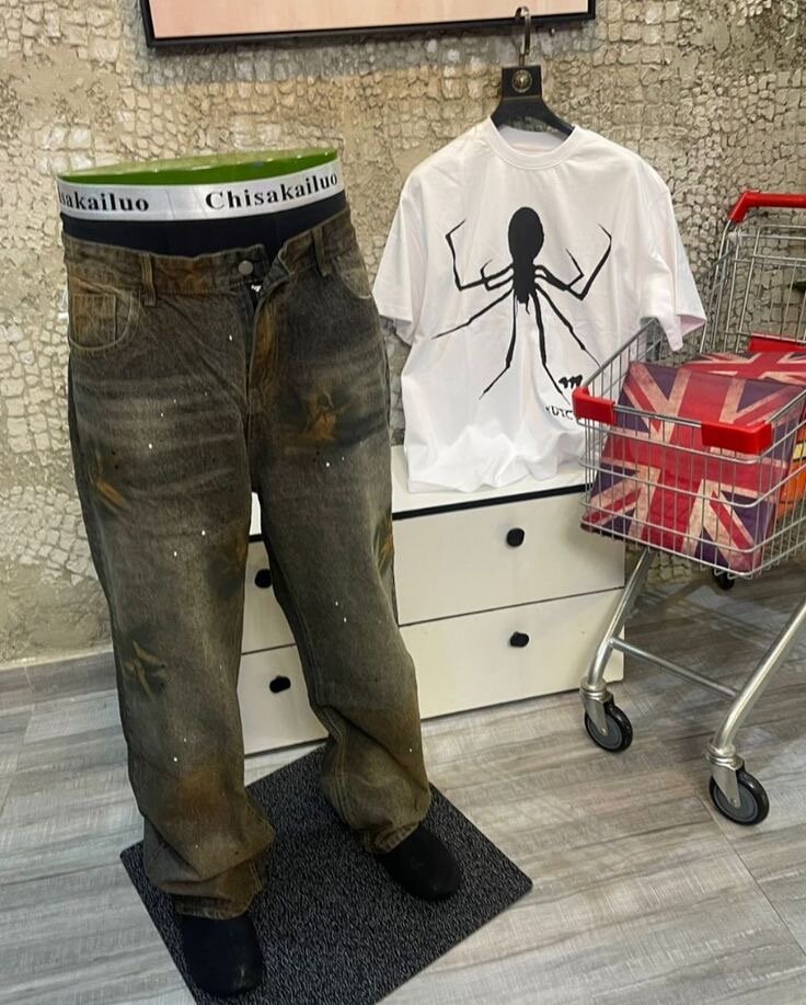 Jeans tendance imprimé floral