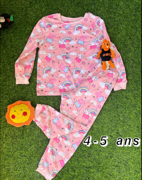 Pyjama chaud enfant "Peppa Pig rose" 4-5 ans