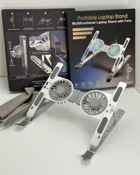 Laptops stand with cooling fan.