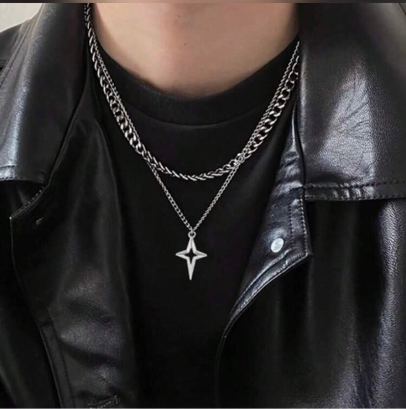 Collier Pendentif Étoile Double Chaîne