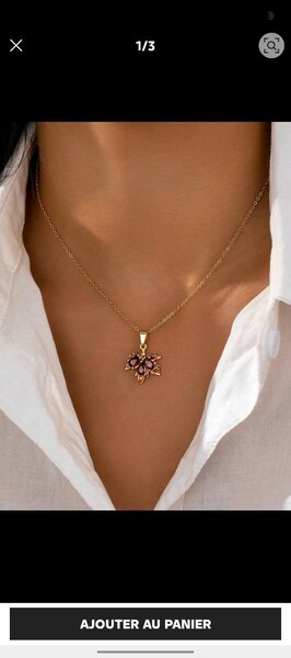 Collier Pendentif Fleur Doré
