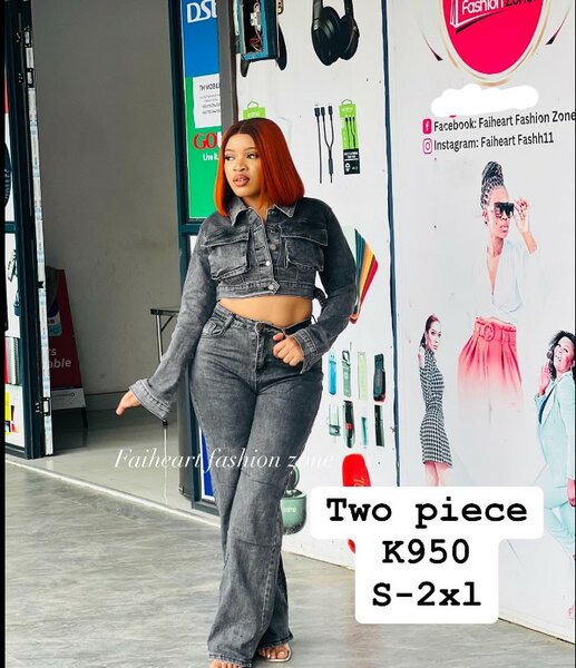 Set of beautiful women's denim clothing (top and bottom)