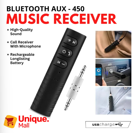Wireless BT-450 Bluetooth Reciever Universal 3.5mm Auto AUX Audio Adapter For Phone MP3 Music Handfree by Unique Mall.