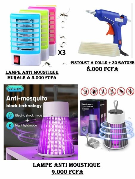 Pistolet a colle, lampe anti moustique...