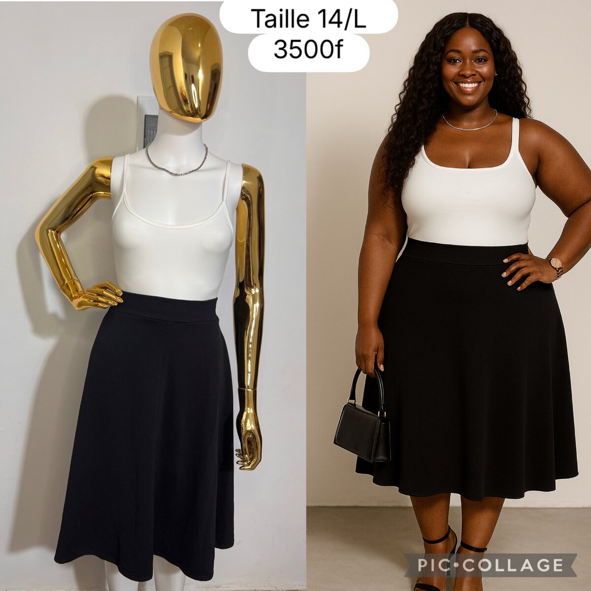 Jupe noire taille haute élégante