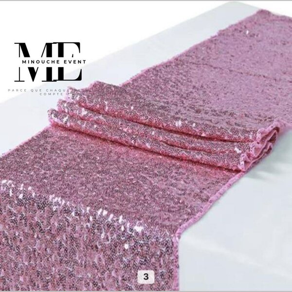 Chemin de table en sequins rose
