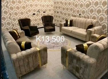 Set 3 sofa 2 armchairs, brown + black