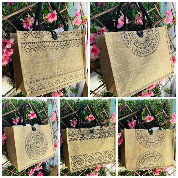 Sac cabas en jute bohème