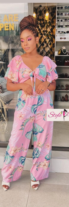 Women's Printed suit, Short Top and Trousers