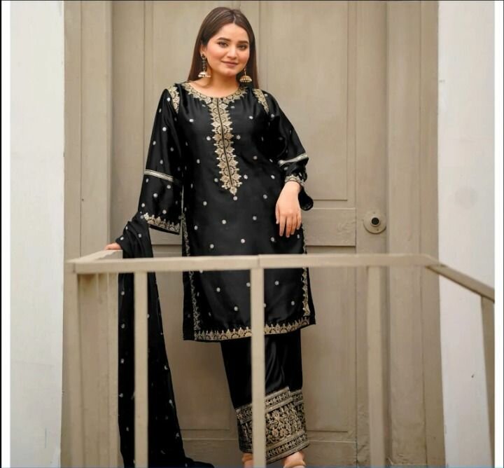 Chiffon & shamoze silk 3 pc Dc free