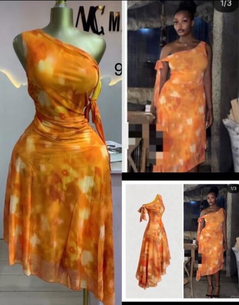 Robe asymétrique orange élégante