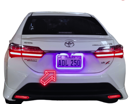 Car License Plate Frame with Led Light Blue Color and Camera Fitting Option